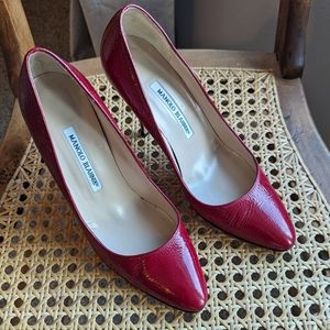 Manolo Blahnik red patent heels size 38.5